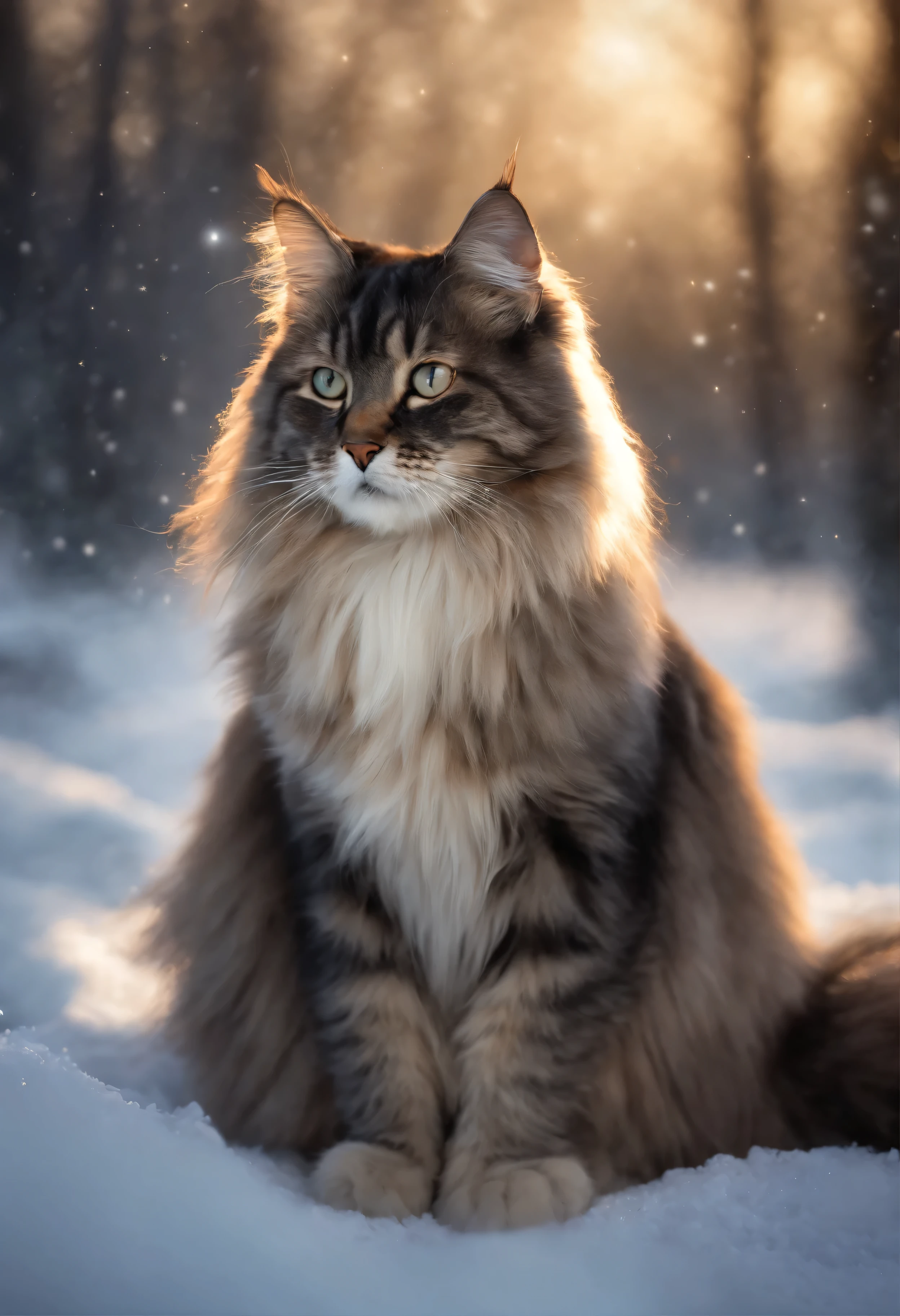 Drawing with cats, Sitting on a rock in the snow, Butterflies in the sky, Butterflies flying into the sky, Cat looking at butterfly, Starry sky, inspired Mark Keatley, Great Maine Personified, Brian Thomas, author：by Cynthia Sheppard (Cynthia Sheppard), High definition pictures of Gao Yuanyuan, Close-up portrait, Magali Villeneuve, Heather Serrell, Mark Keatley, Cat portrait, Lisa Parker, Thomas Kinkade, blue siberian forest cat