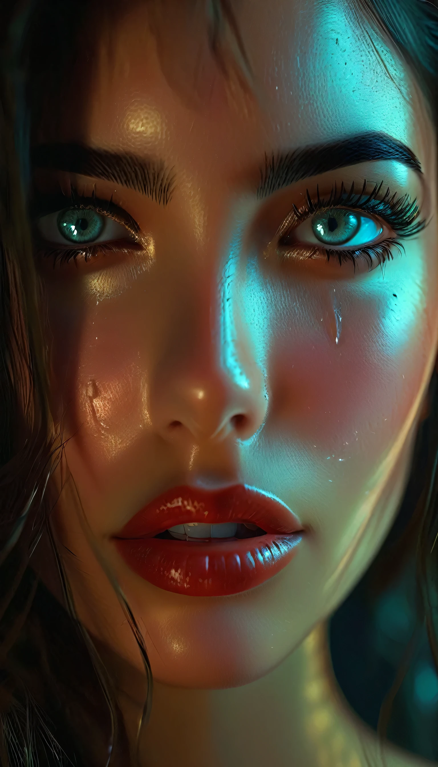 a girl with beautiful detailed eyes, beautiful detailed lips, extremely detailed eyes and face, long eyelashes, realistic, photorealistic, photo-realistic, 4k, 8k, highres, masterpiece, ultra-detailed, realistic lighting, melancholy expression, tears in her eyes, vulnerable, hopeful, dramatic lighting, cinematic, chiaroscuro lighting, moody, emotional, introspective, pensive, isolation, loneliness, fear of the unknown, glimmer of hope, depression, emotional, dramatic, painterly, oil painting, digital art, muted colors, somber colors, dark colors, warm lighting, ray of light, cinematic composition