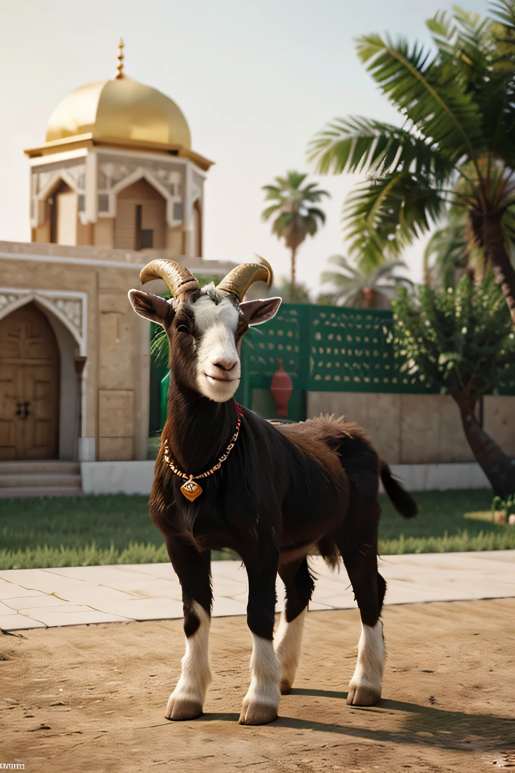3D Render of A Happy Goat Celebrating Eid Al-Adha