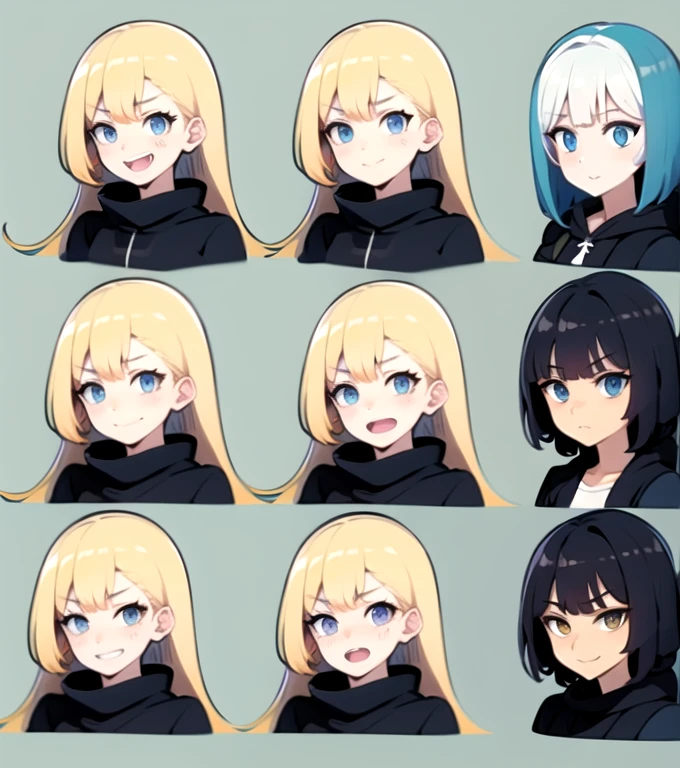 Make a blonde character with several different expressions