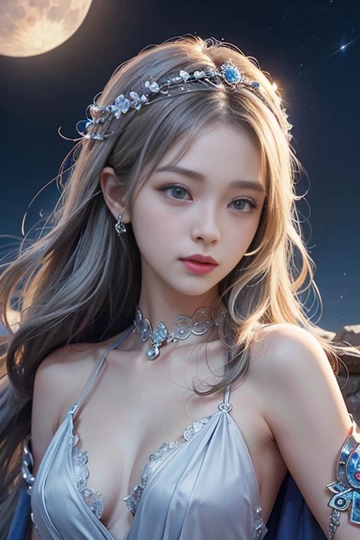 (매혹적인 Goddess of the Moon처럼 초박형 궁수 소녀),(realistic beautiful night wizard),(Artemis, Goddess of the Moon),mysterious girl,amazing effect,(),lifelike face,merciful eyes,Cute face,blue eyes,Realistic Nada Room,Silver hair shining like the moon,white-skinned,Young Goddess,photo quality,majestic moon,tsurime,Eyes that glow blue,chest,slim body,Korea&#39;s famous idol, beautiful girl star dancer,thin legs,얇은 thighs,small waist,very small ass,thin hips,beautiful expression,(Detailed beautiful pussy exposed...., :1.4),spread legs, thighs,nude, Create the most beautiful and perfect face in the world, Meticulously hand-drawn in the highest quality 3D 8K, Perfect white skin, beautiful appearance, multicolor liquid acrylic, wet marble body,Abs,whole body,nude