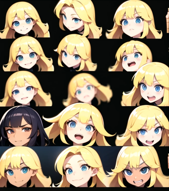 Make a blonde character with several different expressions