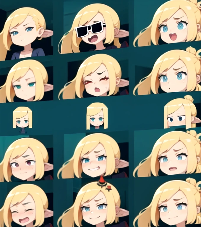 Make a blonde character with several different expressions
