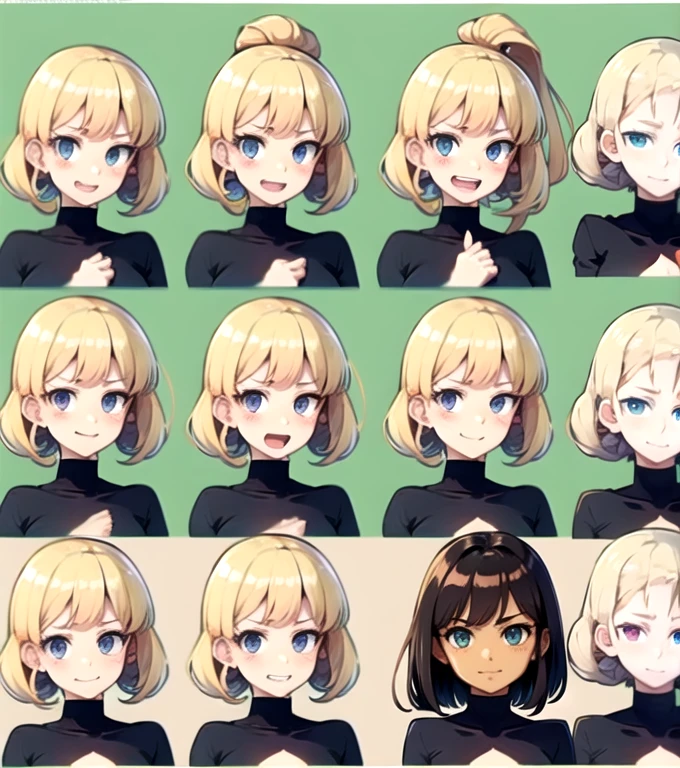 Make a blonde character with several different expressions