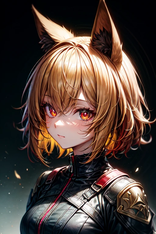 (red_pupils), yellow_hair, Side_Hair, animal_ears, masterpiece, Best quality, ultra detailed, One, 1 Girl