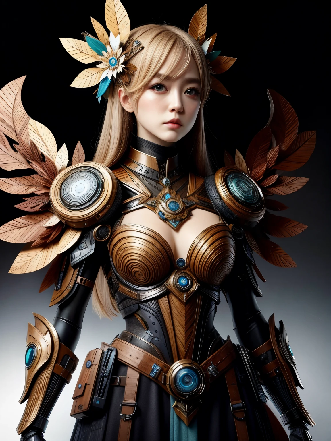 (high quality), (masterpiece), (detailed), 8K, Hyper-realistic portrayal of a futuristic (1girl1.2), Japanese character. Meticulous details bring the character to life in this visually stunning composition, showcasing the seamless blend of tradition and innovation. Trending on Artstation.