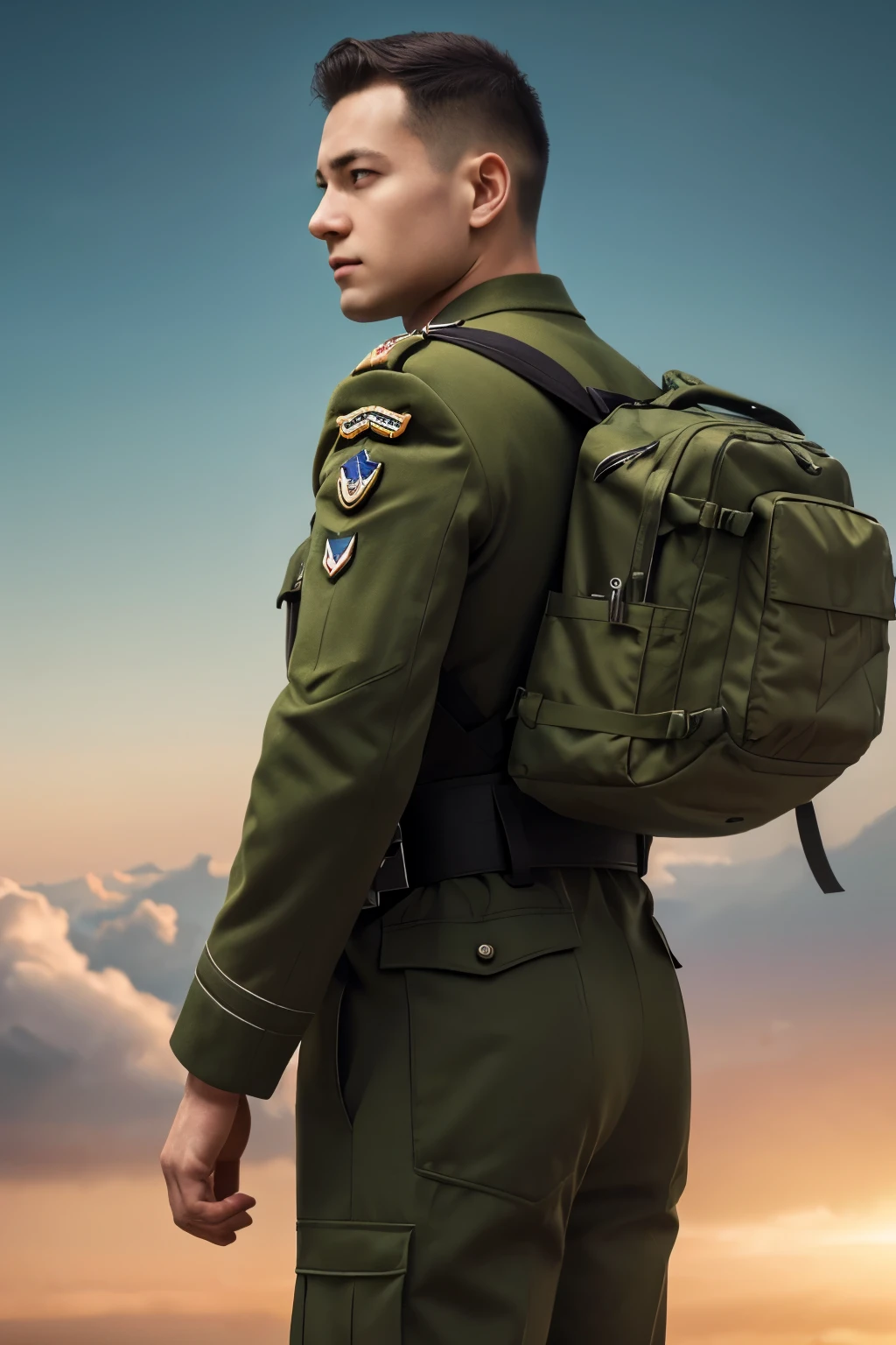 ((masterpiece, highest quality)),(超High resolution, 8k wallpaper, High resolution),No background、Green back,Royal Air Force Soldier of World War II