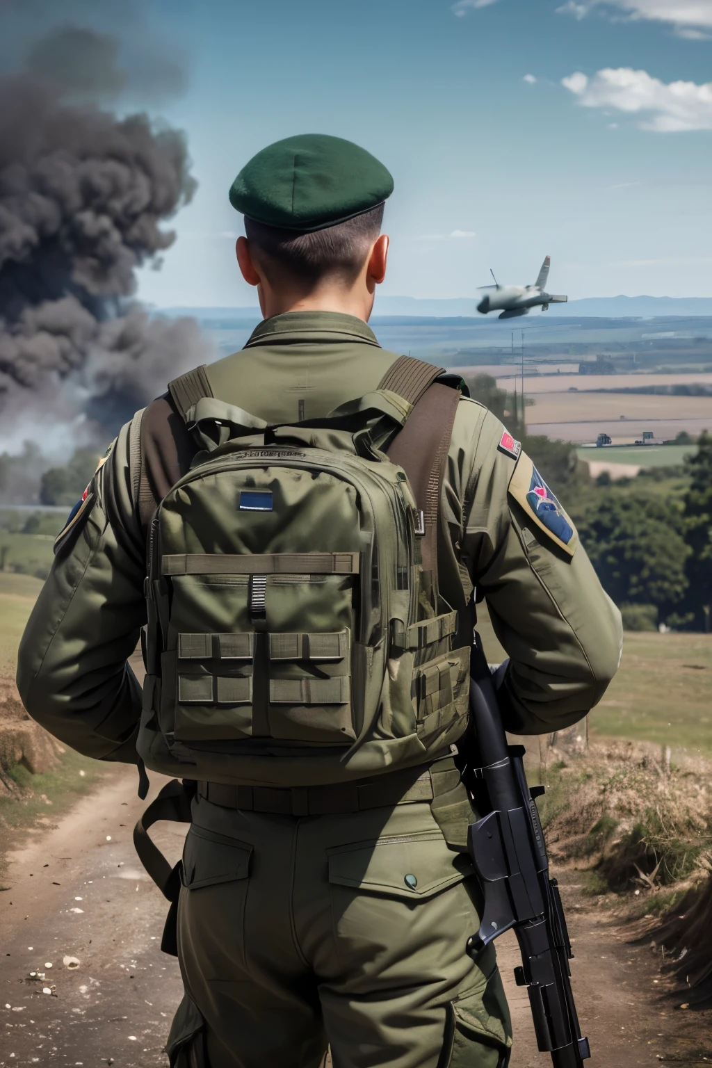 ((masterpiece, highest quality)),(超High resolution, 8k wallpaper, High resolution),No background、Green back,Royal Air Force Soldier of World War II
