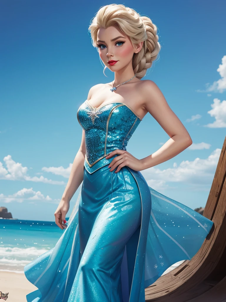 disney elsa character, pin up style