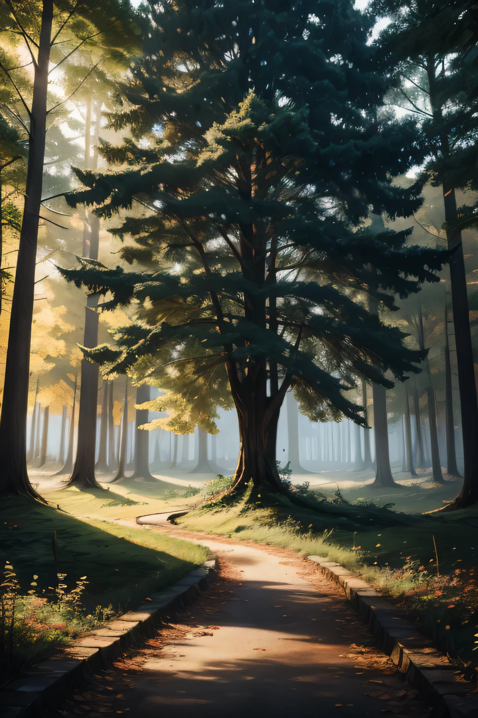beautiful art, with trees, contrasting background