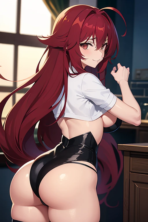 duas garotas, Rias Gremory (High School DxD), Akeno himejima (High School DxD), pose sensual, empinando a bunda para a tela, bunda grande, peito grande, roupa de coelho, hands lifting the ass, cabelo vermelho, cabelo preto
