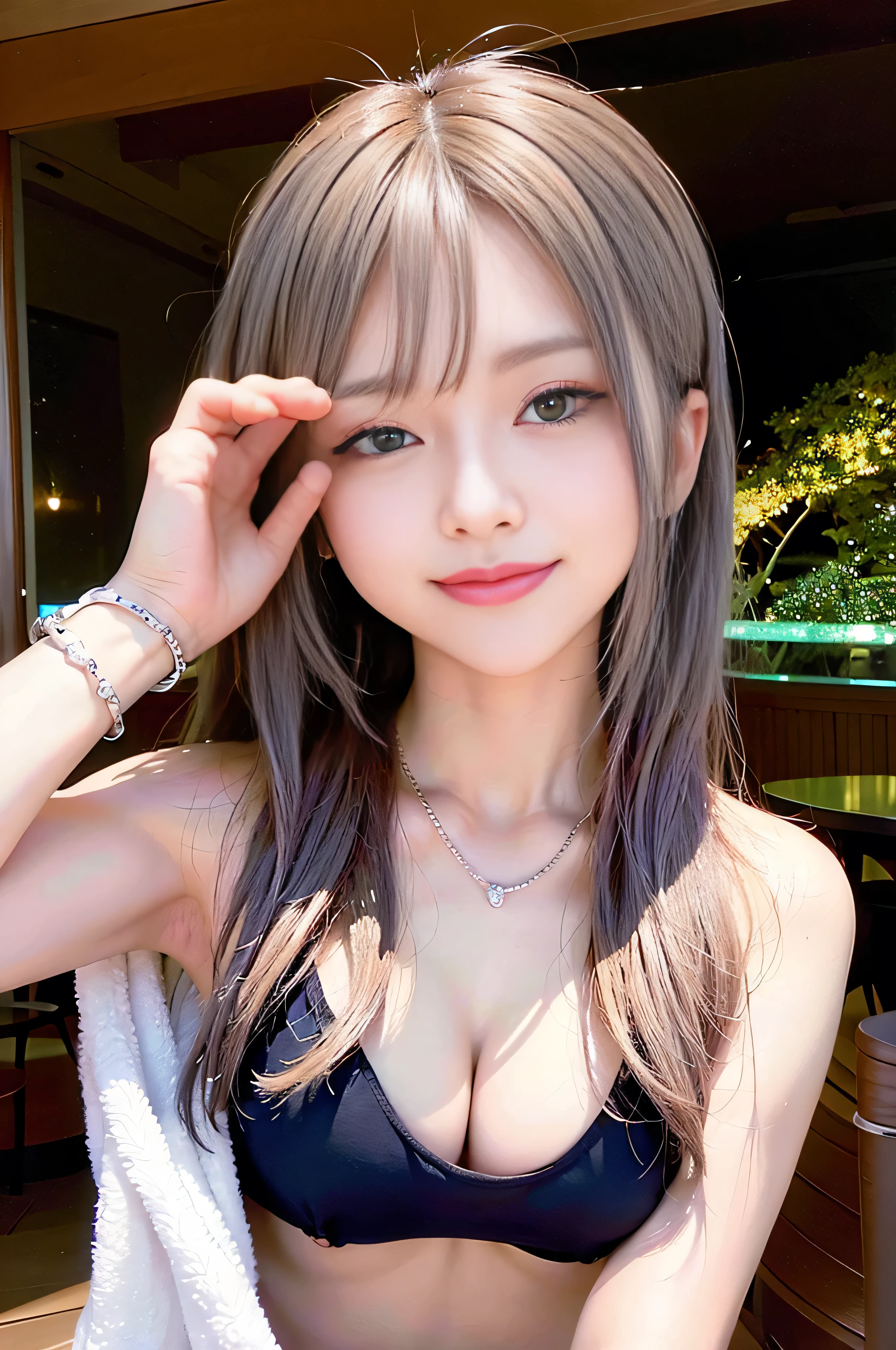 Japanese women、nsfw,belly button、naked、Anatomically correct、[Front view]、((Outdoor Paradise)))、A light smile、Camel Toe、(Crystal Colorful Light)、Somewhat perspective) Starry Sky、beautiful、Cover only your chest with your hands、Hips naked、Earrings、Pink sexy thread、Gold Bracelets、Pearl necklace、((Gray-blue hair))、sparkling crystal necklace((masterpiece))、(Realistic:1.2),highest quality,High price,High price quality,uncoordinated,Rich and colorful,Amazing art,highest quality,Super detailed,Beautiful details,Reflective Hair,Good lighting、Ray Tracing,The depth of the boundary is written,Super detailed,enlightenment,Amazing,Small details,Very detailed, ((Super detailed)), (beautiful meticulous girl), Beautiful detail glow, Intricate details, High resolution, Very sophisticated and beautiful,Beautiful and detailed, HDR, Round eyes, Detailed facial features、(Round pupils:1.4)(Enlightenment)、(Beautiful and delicate eyes)(Very detailed face))、((The depth of the boundary is written))((stereo))、(Fascinating face)((smile:1.3))、Smiling Lips、(View your viewers:1.1)Wide Wide Shot、flank、Photore、Obscene pose、Moody light、Sistine Filbardeff、smile、(((masterpiece、Highest quality、High resolution))))、High definition8,Beautiful girl with beautiful breasts and body、(Hyper HD、超High definition、High definition、High priceなリアリズム、Hyperrealism、Photorealism)、(1 Girl:1.5)、(Realistic black hair)、Short Curly Hair、Bob Cut Hair、(Dynamic posture)、Shallow smile、Open lips、Narrow eyes、maximum、