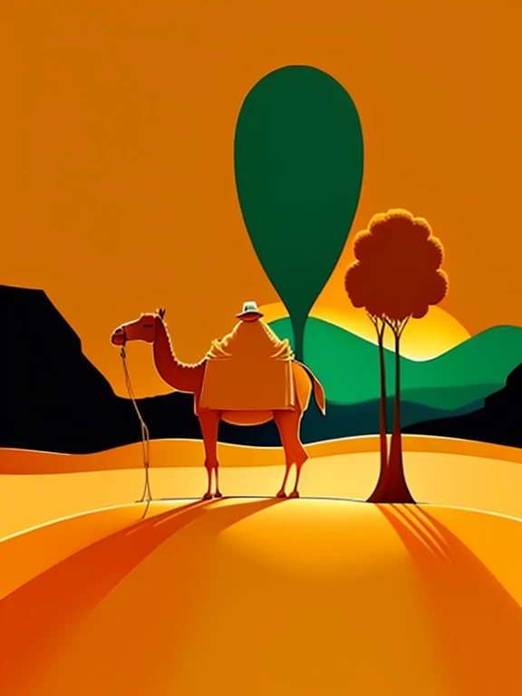 surrealist art, orange sky, orange sea, orange greenery, orange camel, orange moms sing orange songs to orange guys