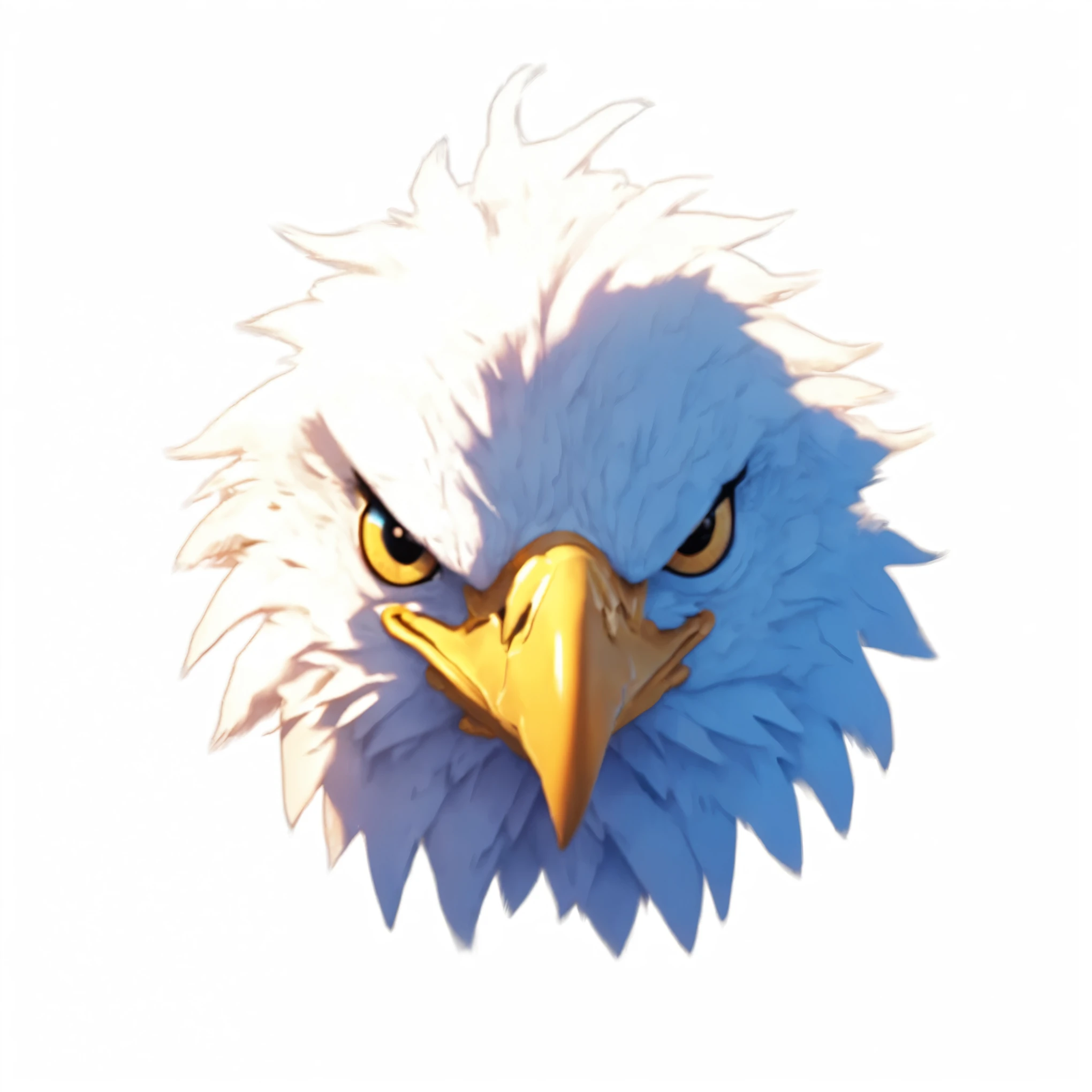 front face angle, bow head downwards a digital painting of an eagle with blue eyes, unreal engine render , very detailed , beeple global illumination, elaborate ornate jewelry, trending on cgisociety, motion grapahics, rossdraws global illumination, cgsociety ,
