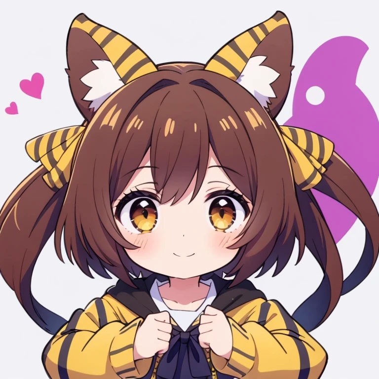 brown tiger,1girl,nekomimi,chibi,happy smile