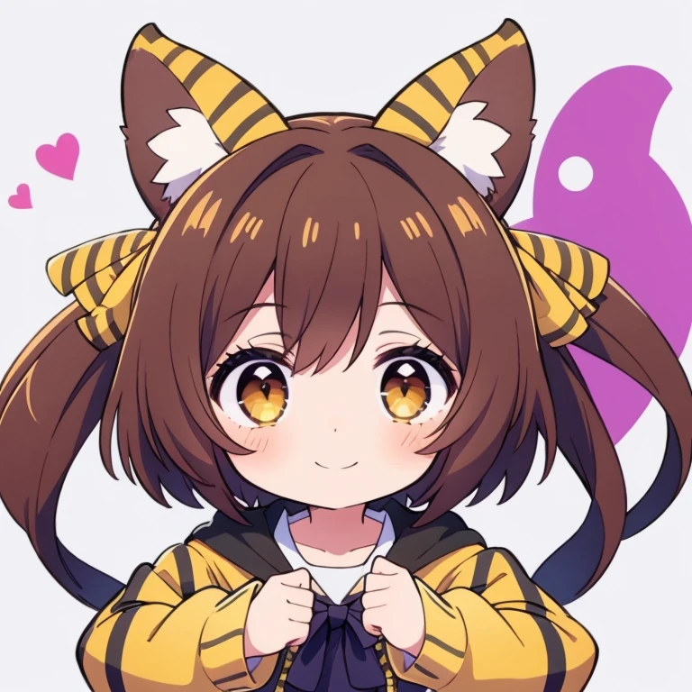 brown tiger,1girl,nekomimi,chibi,happy smile