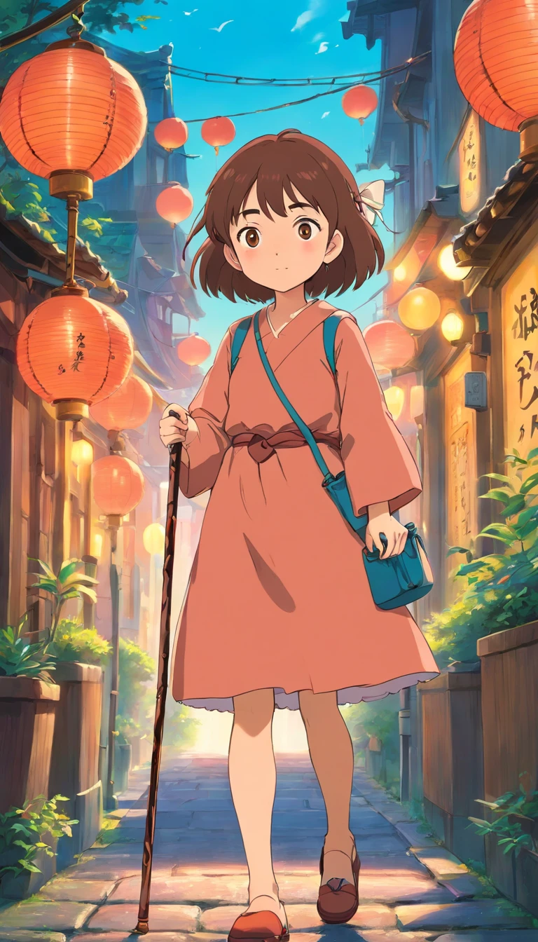 Girl with a cheek cane、chill