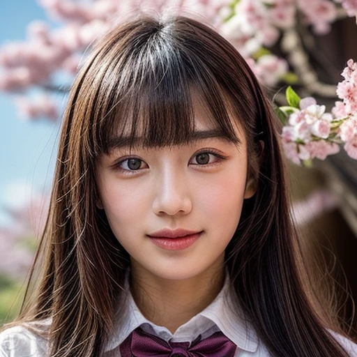 Best_Quality, HDR, masterpiece, Hi-Res, (realistic and photorealistic with touch of rawness:1.37), (group photo:1.6), ((SchoolGirls Surrounding the camera in Upward composition)), Panoramic, (Filled with many Faces), (NOGIZAKA face variations:1.4), { Looking down at the camera | (Kissing face to face) }, (((close:1.2, Face closeup from below:1.4))), (((Sky background)) with CherryBlossoms) . BREAK  Extremely Detailed KAWAII face variations, captivating gaze, elaborate detailed Eyes with (sparkling highlights:1.32), long eyelashes、Glossy RED Lips with beautiful details, Coquettish tongue, Rosy cheeks, Glistening ivory skin . { (Dynamic joyful expressions) | (:D) | (Kissing) }, Childish, SchoolUniform, Every girls have different hair colors and styles, { Slipped back hair | Bangs | Hime cut  | OKAPPA | White Silver hair | Blonde hair | Dark hair }