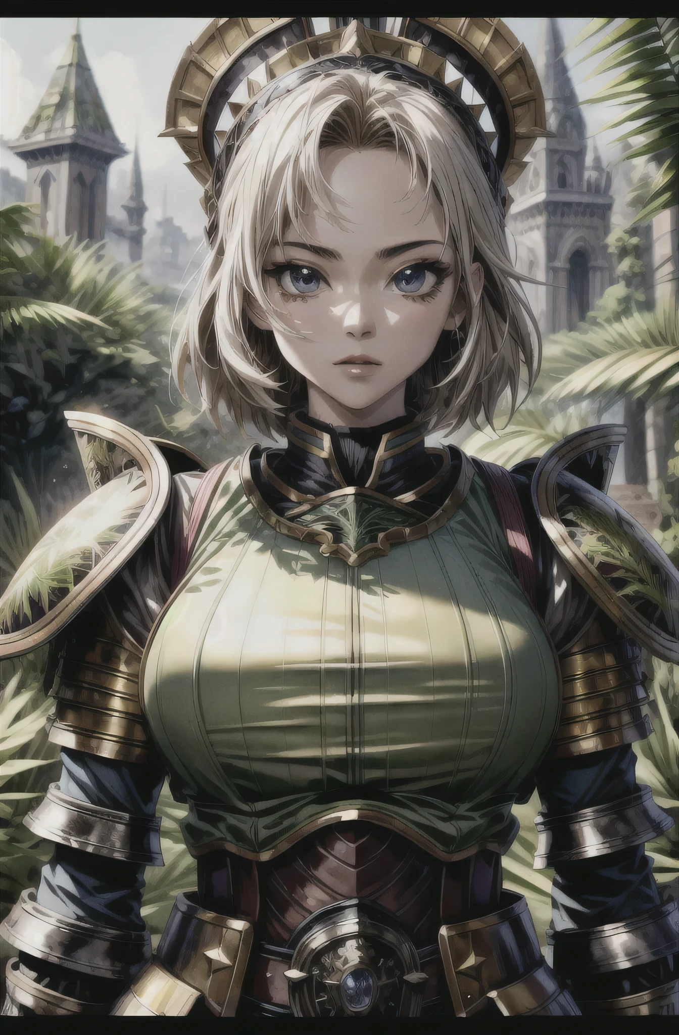 128K Ultra High Definition,
128K Ultra High Quality,
128K Ultra High Resolution,
Best Definition,
Best Quality,
Best Resolution,
Extremely Detailed,
Extremely Designed,
Perfectly Detailed,
Perfectly Designed,
Hyper Detailed,
Hyper Definition,
Hyper Quality,
Hyper Resolution,
Masterpiece,
Anime,
Body Shot,
1 Girl,
Handsome,
Masculine,
Short Hair,
(((Hyper Detailed Armor Plates))),
(((Hyper Detailed Cuirass))),
(((Hyper Detailed Baron Armor))),
(((Jungle Castle Ruins Background Scenery))),