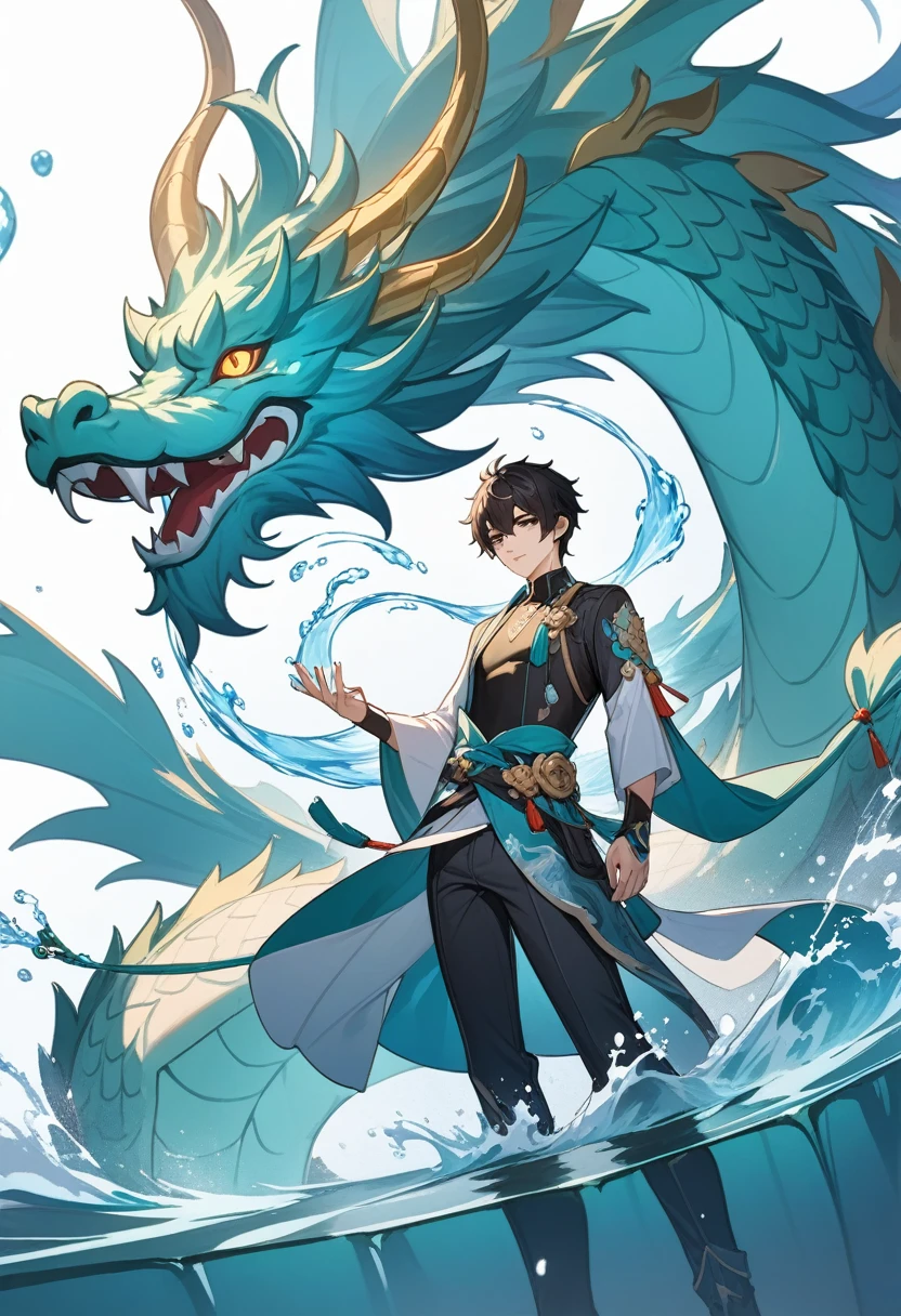 (DAN Heng), masterpiece, Chinese dragon,man,feature,Honkai Star Rail,water Elementals