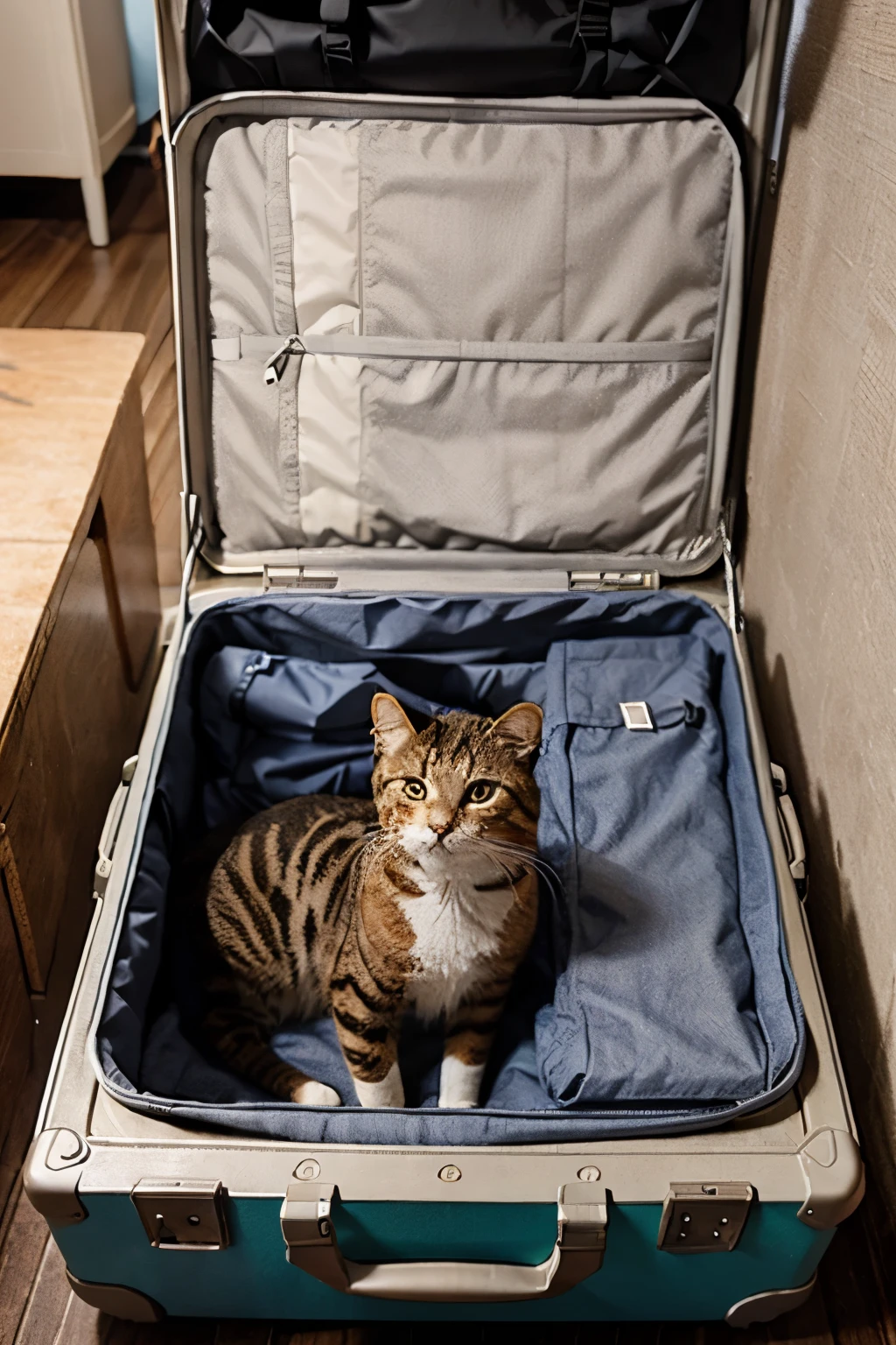 cat in travel suitcase