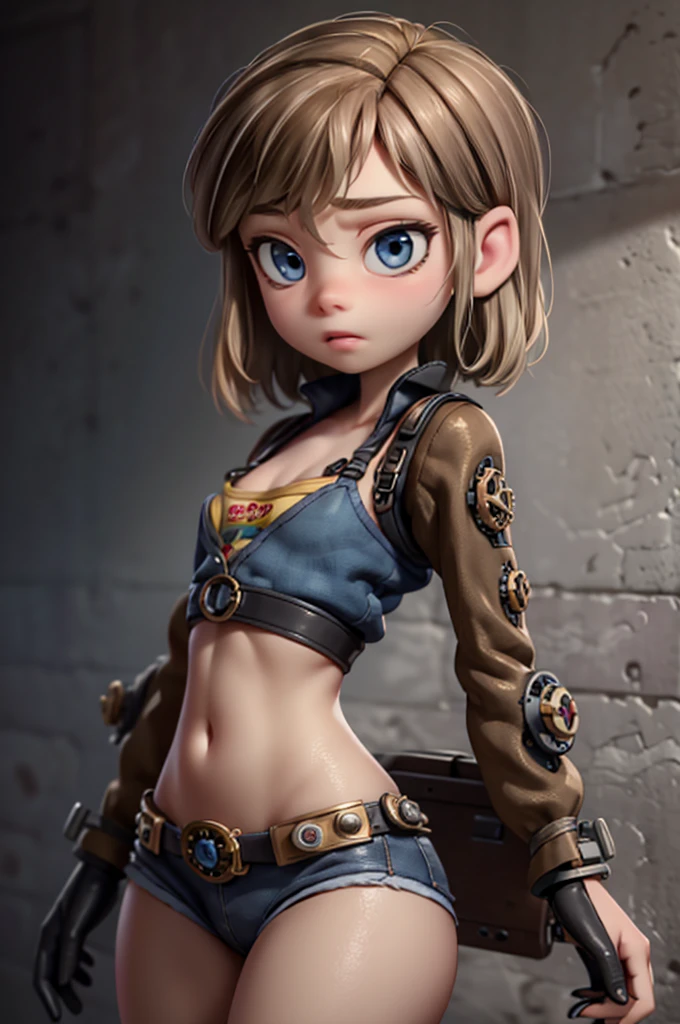 (((steampunk))),Riley Andersen, intensamente,ultra, picture-cara perfecta, impecable, limpio, obra maestra, obra de arte profesional, obra de arte famosa, cara perfecta, hermoso rostro, ojos bonitos, ((cuerpo fe****** perfecto)),pechos grandes, small waist, caderas anchas, solo,Rubor,seductive expression,extremadamente detallado_eyes,muslos gruesos,((pelo rubio)), cabello corto, fondo bellamente detallado,profundidad de campo,,bdsm,dentadura de la piel,cuerpo completo,camisa,, Pantys