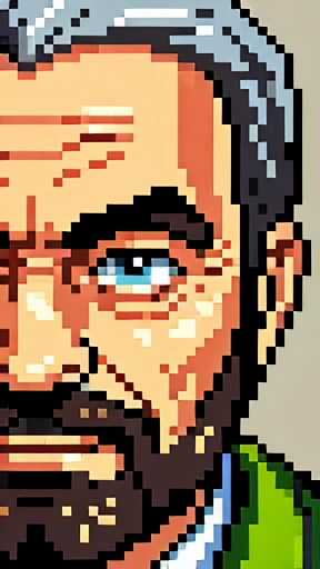 Close-Up of Face,old man, Pixel Art