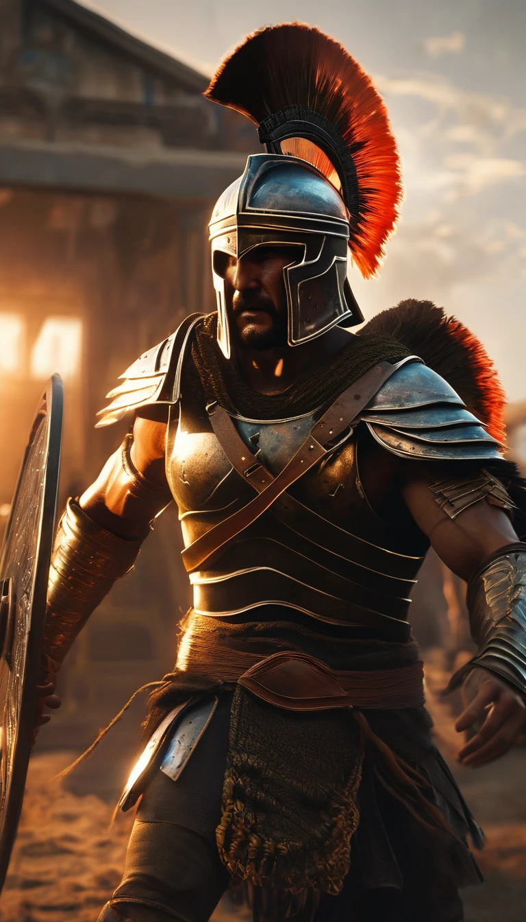 Full body, Create a detailed image of the annual Spartan event, featuring a massive arena where the best Spartan warriors and the bravest Helot slaves prepare to battle to the death, detailed face, detailed face expressions, natural face expressions, face in detail, asymmetrical faced, fair and smooth skin, detailed hands, detailed fingers, masterpiece, cinematic lighting, physically based rendering, lens flare, award winning rendering, perfect rendering detail, 8K, realism, detailed background, everything in detail, cinematic shot, dynamic lighting, 75mm, Technicolor, Panavision, cinemascope, fine details, 8k, HDR, realism, realistic, key visual, film still, superb cinematic color grading, depth of field,