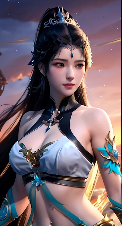 A woman in a bikini top and sword is posing, Ruan Jia and Artgerm, digital fantasy art ), a beautiful fantasy empress, 2. 5 D CGI anime fantasy artwork, Beautiful character painting, Extremely detailed Artgerm, Artgerm and Ruan Jia, by Yang J, Anime goddess, Fanart Meilleure ArtStation, beautiful and seductive anime woman