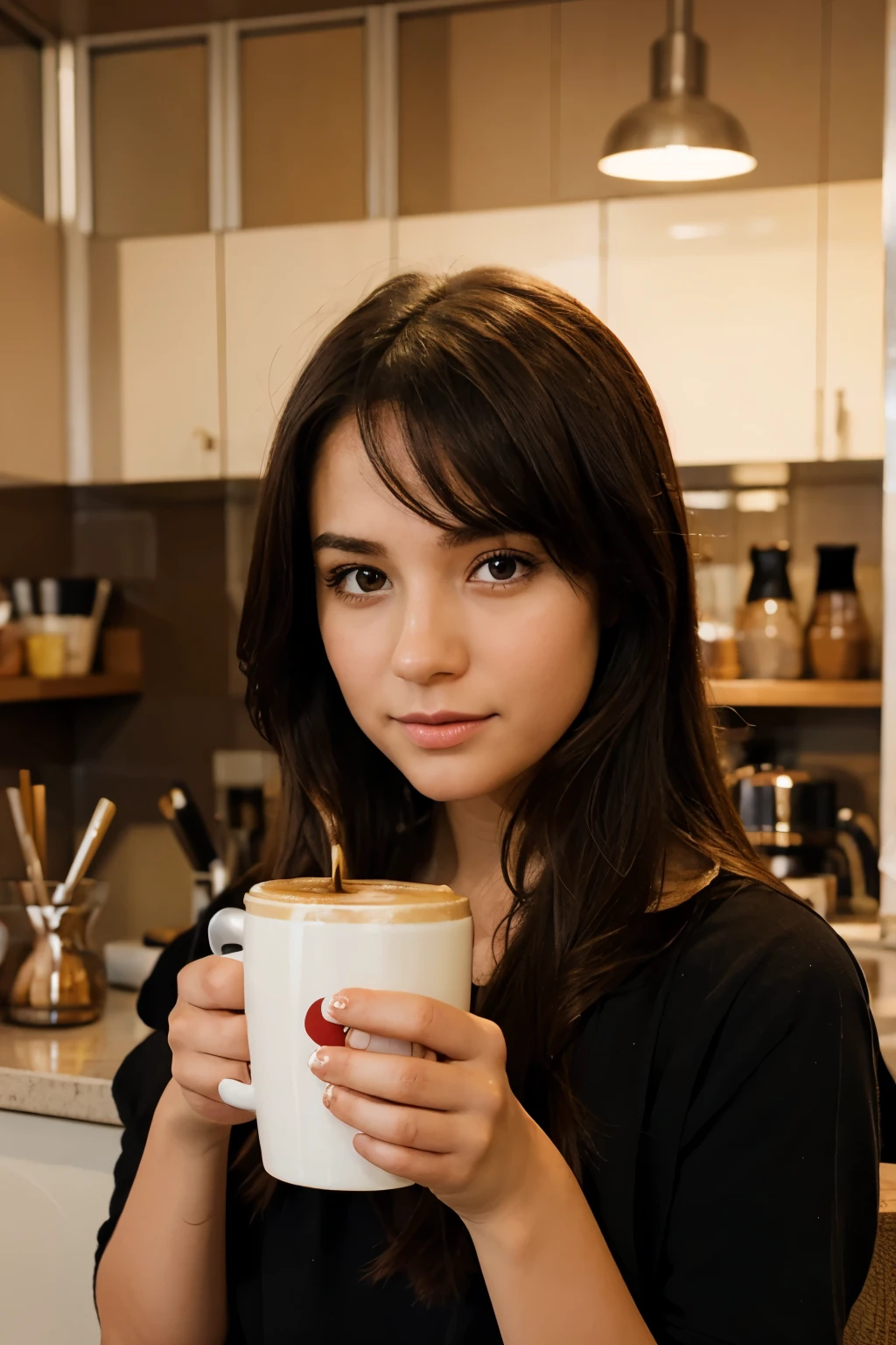 Illustration of a girl drinking coffee