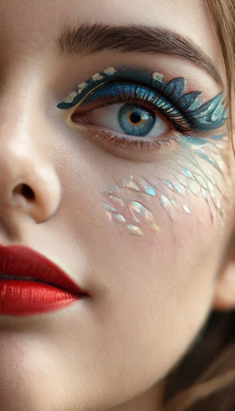 (((masterpiece, close-up of face))), beautiful happy woman, she looks at the sky and sticks out her tongue , sublime mouth with very detailed lips, close-up shot,natural lighting, detailed skin, cute nose, beautiful eyes, iris made of Helix Nebula, eyeliner, eyeshadow, mascara, ((helix nebula)), red lips extremely detailed, light happy smile, gloss, a cute discreet dimple on the cheek, amazing composition,(subsurface scattering:0.5),amazing textures,filmic,chiaroscuro,soft light, extremely detailed,((best quality,ultra-detailed,intricate details,ultra-realistic, profile photo, a little fractal tattoo on the cheek))