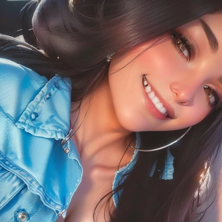Un primer plano de una mujer con un piercing en la nariz, violeta myers, alani guillen, foto de perfil en la cabeza, septum piercing, hermosa cara latina, hermosa y sonriente, se parece a fabiula natal, Retrato de Sophie Mudd, nose piercing, imagen de perfil, selena quintanilla perez, hermosa sonrisa, ella tiene dientes blancos perfectos, cerveza madison