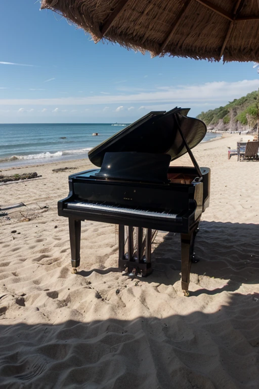 Black Piano and the beach