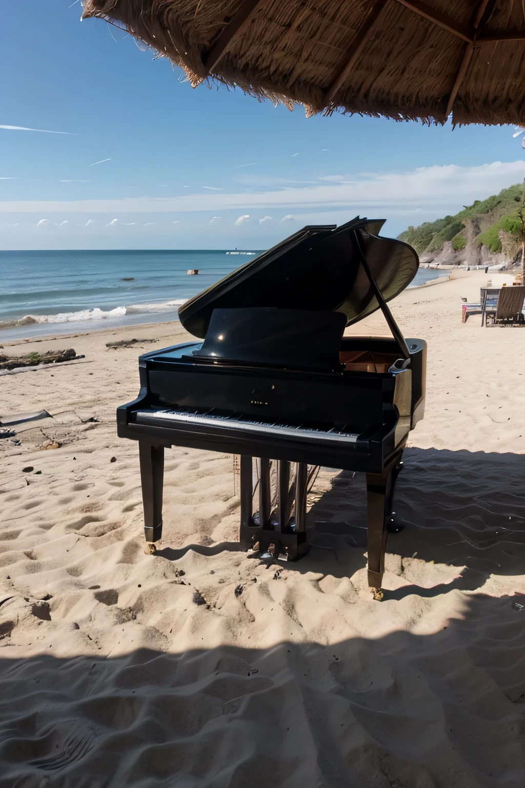 Black Piano and the beach