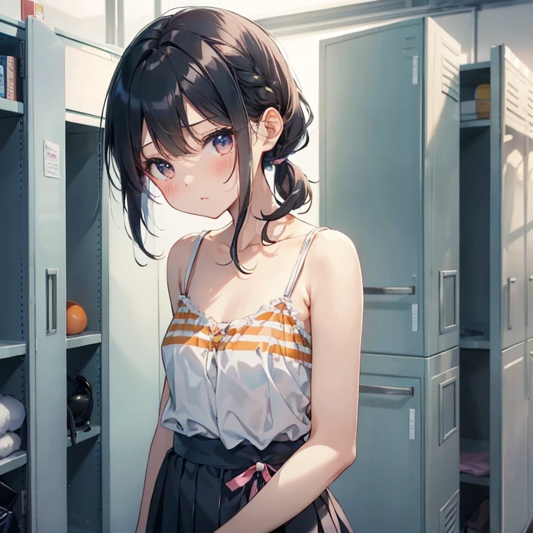 (highest qualityのイラスト:1.2), (cute女の子:1.1), (One Girl, solo:1), (Two Girls、8-year-old、、、small、cute、cute、small胸、Ultra-detailed目:1.2)、(lily、kiss、Hug from behind、Grab、eyes half closed、eye contact:1.3)、(sweating、I was hugged、blush:1.1)、 break White Bra、ピンクgood、Blue Bra、Green Bra、Greybra、Light grey bra、 Striped bra、水玉模様がgood、goodチェック柄、cute、good、Kids Good、sporty、camisole、Cotton panties、School Skirt、Blake Black Hair、Blue Hair、Brown Hair、Very short hair、short hair、Mid-length hair、Hair length、Wavy Hair、Curly Hair、Pale pink braided hair、Hime cut、Bobcut、Twin tails、低いTwin tails、ponytail、ライトブルーのローponytail、break HA(locker room:1.2)、(evening、evening、Orange sunshine:1.2)、 break(highest quality、Ultra-detailed、Very detailed and beautiful、超A high resolution、Detailed Arm:1.2)、Browsing Caution Beautiful Pool