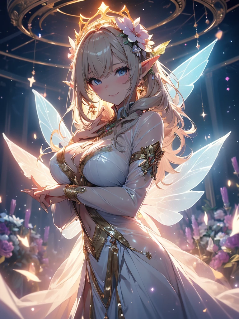 最high quality、1 woman elf pray、Hands in prayer pose、NP: Worst quality ,flower fractal fine art Bigger on the front、 Beautiful sparkle,High-definition depiction, Realistic, 8k, Unity, ,Mosquito cowboy shot,Fairy Wings、Rainbow-colored wings、 light smile, Beautifully and vividly drawn, , Beautiful, beautiful, clear skin、A beautifully decorated magic wand with a sparkling glow、 dress , , Beautiful Forest、Beautiful Landscape、 Romanticism,mosquito。 The most beautiful form of chaos, Mr..々color, Intertwined flowers, P article,Magical gentle light,smile,,image quality、masterpiece、Beautiful Face、Super beautiful elf woman((Big breasted 22 year old office lady、Bust 90,Beautiful long ironed hair、Brown Hair、height: 165cm。、Esbian、、high quality、、Visual Arts、最high quality、1 womanエルフ NP: Worst quality ,Flower fractal art Marble pillar、、、light、Beautiful radiance,High-definition depiction, Realistic, 8k, Unity, , light smile, Beautifully and vividly drawn, , Beautiful, beautiful, clear skin、 ((see-through bodystocking,))Countless rays of light pouring down, Swirling Light, big background, , Intense light is emitted from the magic flower circle in front of the girl. Romanticism,Cowboy Shot: The most beautiful form of chaos, Mr..々color, Intertwined flowers, Particle,magical gentle light,smile,,image quality、masterpiece、Beautiful Face、Super beautiful elf woman((Big breasted 22 year old lady、、Bust 90,Beautiful long ironed hair、、height: 165cm。、Esbian、、high quality、Visual art、Written boundary depth、、Elf Ears、、universe、Happy smile、Gentle light、Elf forest、elegant、ticker beautiful decorative、、magic、forest、Beautiful tiara、Beautiful bed、A kind smile、wonderful、Fluttering petals、Dance happily、、Cultivate fantasy、、Mystery light Lots of flowers、、art、art,mystery,Ultra-high resolution,atmosphere 最high quality、
