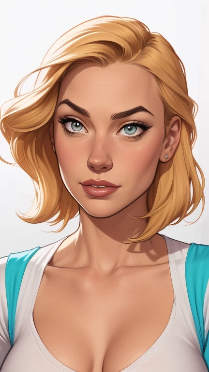 estilo de desenho animado:1.2), Yvonne Strahovski mulher Imagem de desenho animado de uma mulher , roupas sensuais , garota super fofa, authoritarian would be facial expressioncartoon style illustration, estilo de arte dos desenhos animados, estilo de arte dos desenhos animados, digital illustration style, design de personagens altamente detalhado, arte digital detalhada fofa, City fan art, design de personagem retrato, beautiful digital illustration, retrato de alta qualidade, arte em quadrinhos, retrato do design do personagem, white background Buso without clothes and medium breasts, beautiful and symmetrical body curves