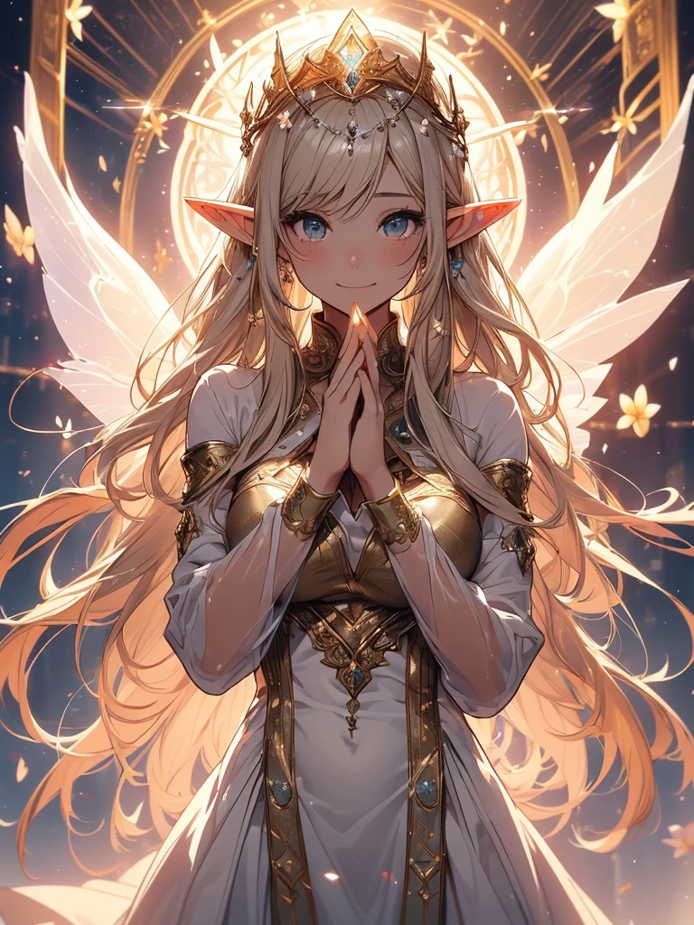 girl,light golden hair,(Jewelry accessories on the forehead:1.2),Long straight hair,((close up of face:1.3)),((diamond pattern background:1.5)),((dancer costume:1.2)),(((angel wings:1.3))),