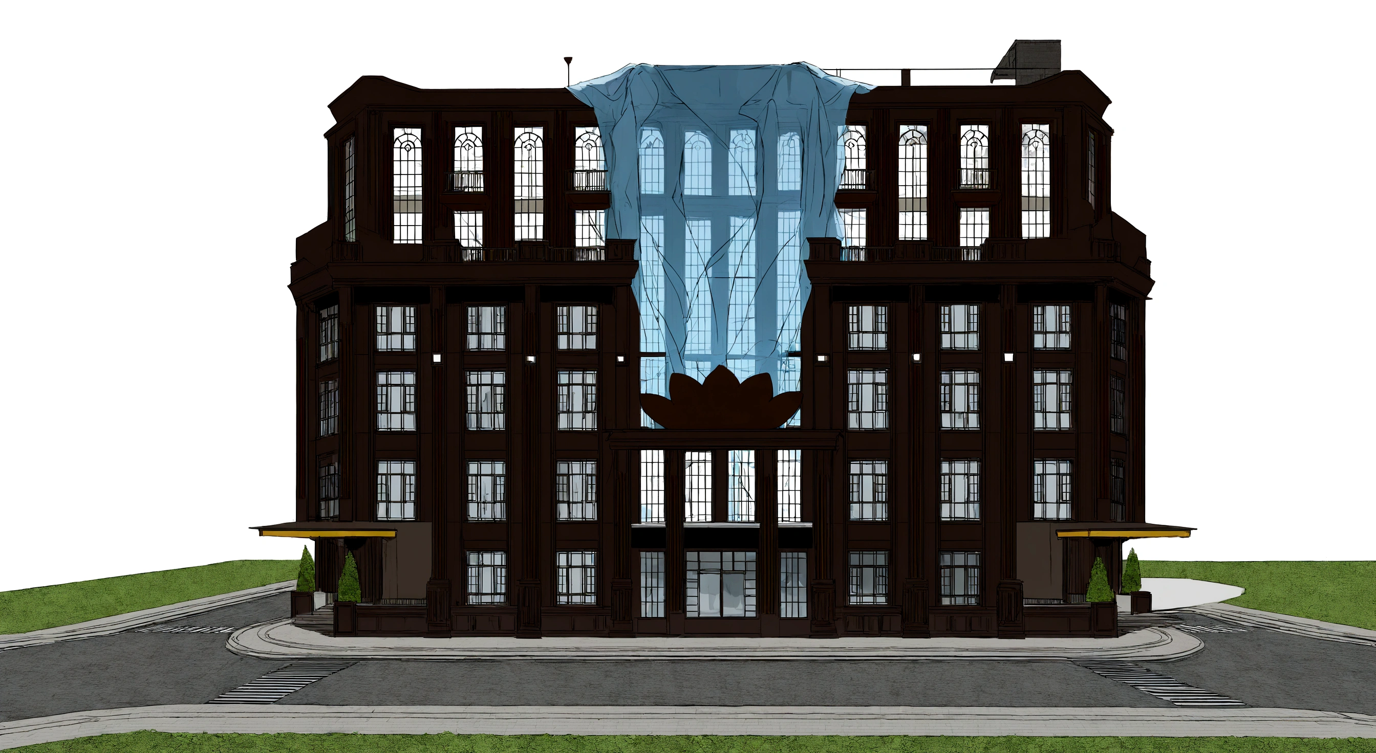 Urban design of the future,The shape of the building is special,There is a sense of design,aestheticly pleasing,Renderings,There are flowers,There are greenery, Rich in color