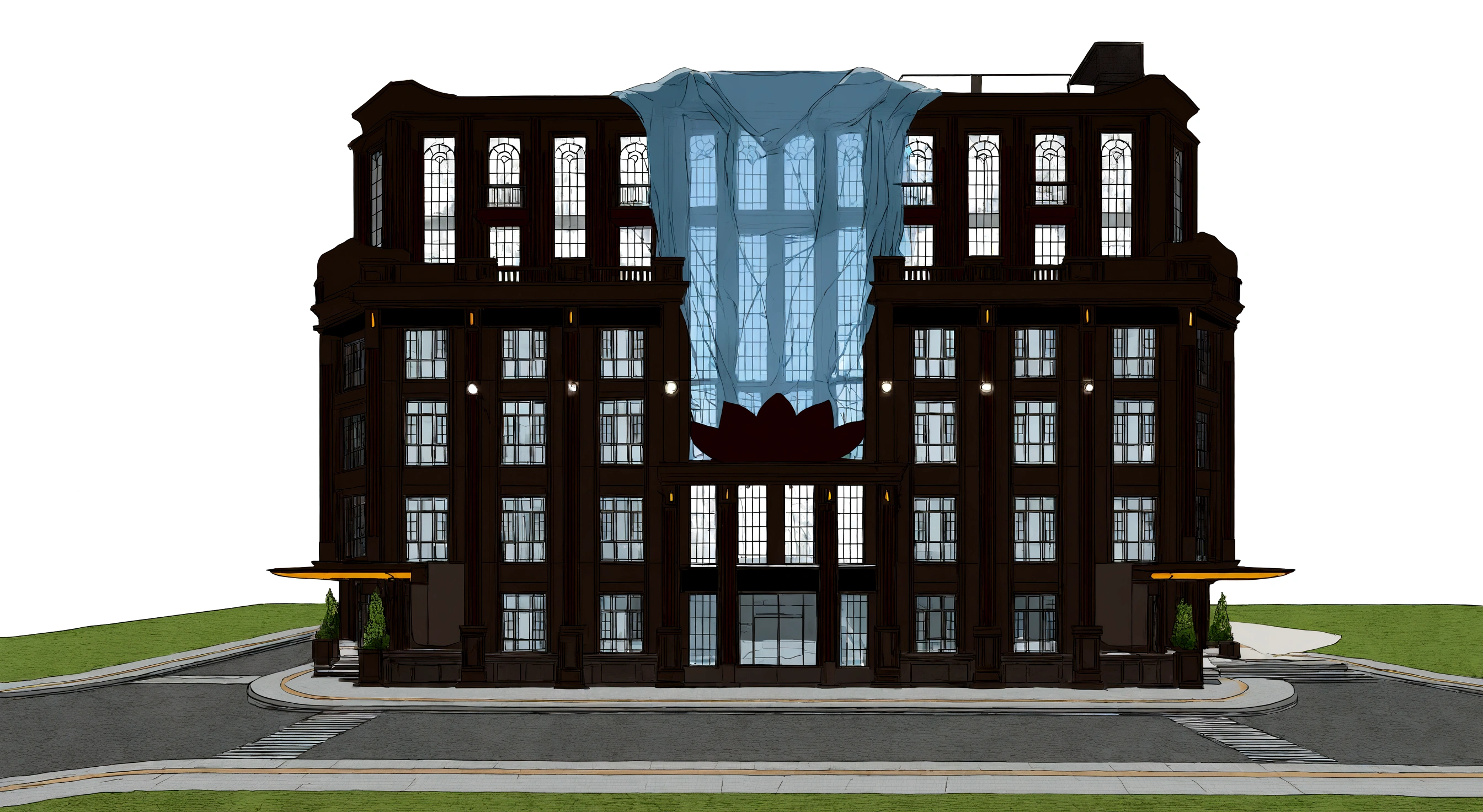 Urban design of the future,The shape of the building is special,There is a sense of design,aestheticly pleasing,Renderings,There are flowers,There are greenery, Rich in color
