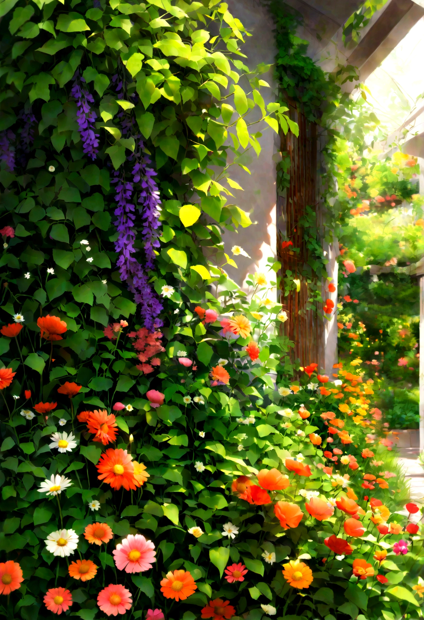 Urban design of the future，The shape of the building is special，There is a sense of design，aestheticly pleasing，Renderings，There are flowers，There are greenery， Rich in color