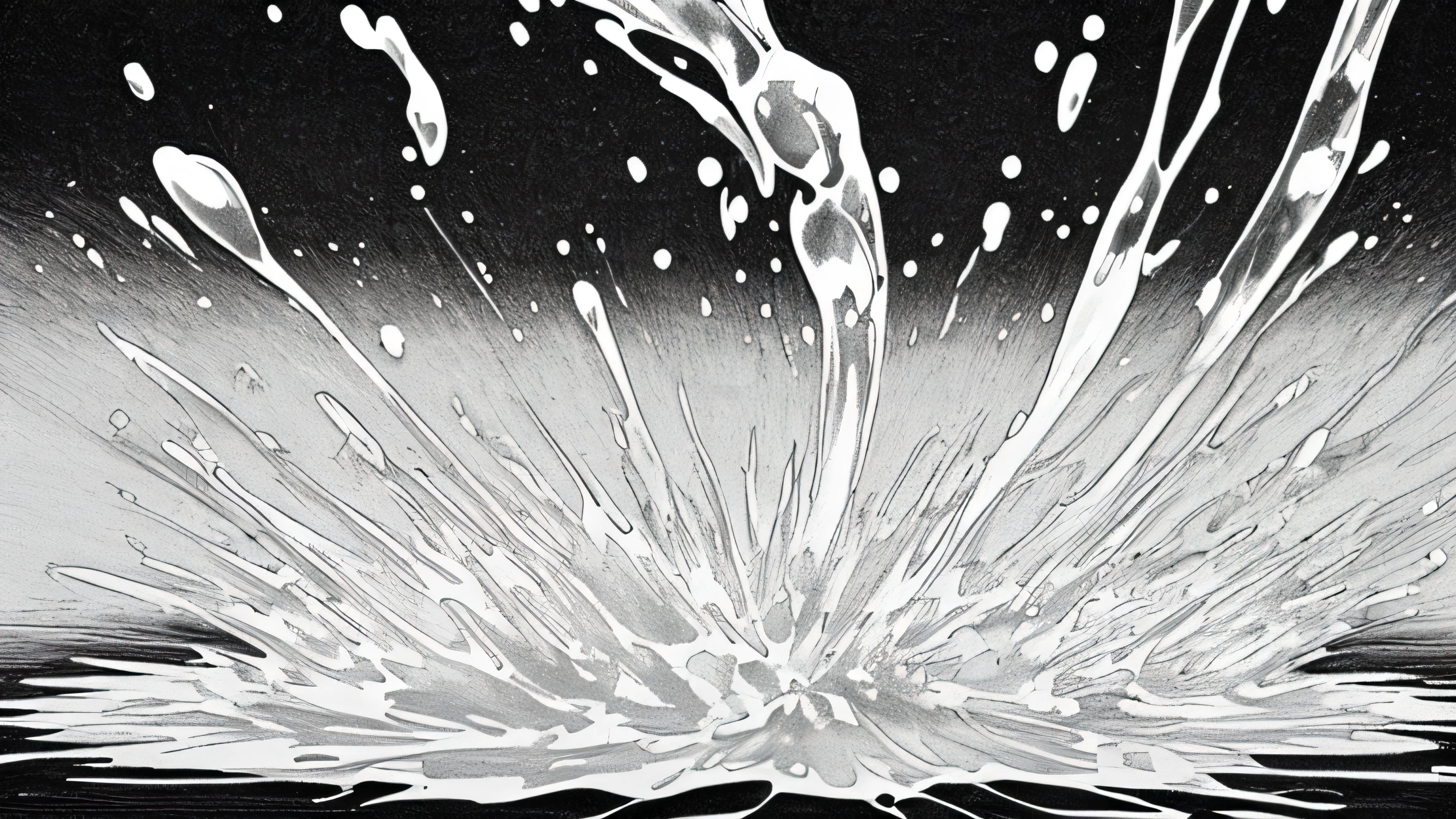 monochrome illustration of a liquid that makes water splash