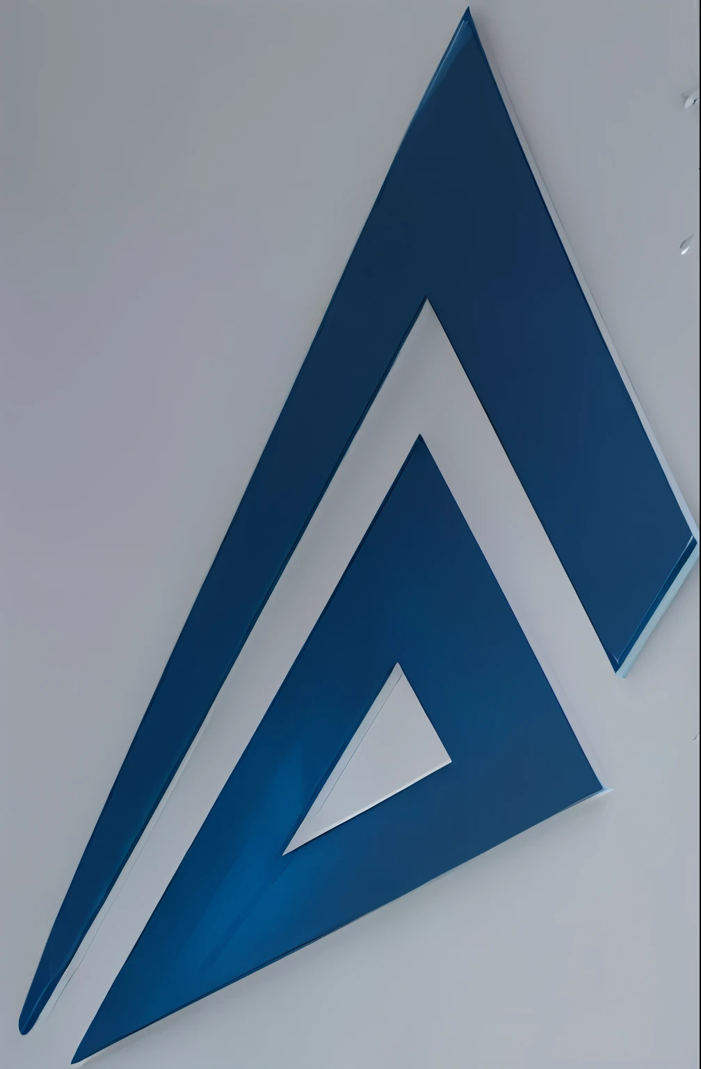 Close up of a blue and white sign on a wall, 3d logo, 2d shape logo, Corporate logo, triangles in background, 2d logo, triangle, triangle元素, Abstract logo, Graphic details, vinyl on glazing, new adidas logo desymbol, Arrow, X logo, 2D vector logo, Brand Logo, symbol，Remove white background