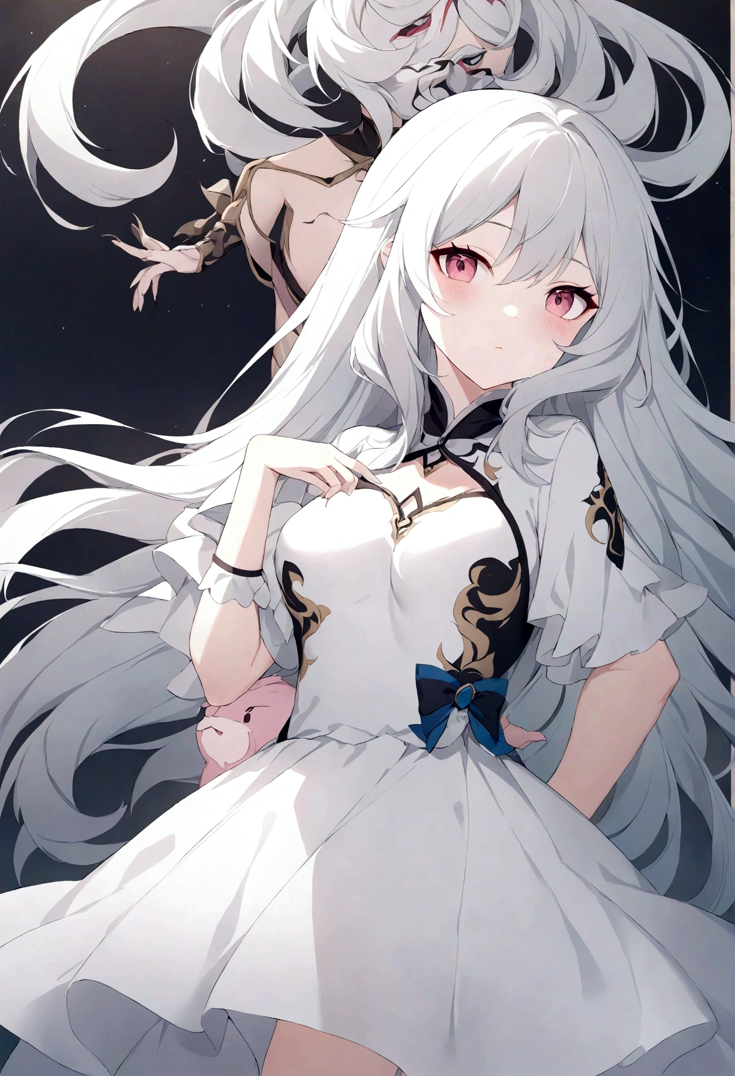 Close-up of a white-haired woman wearing a white mask, beautiful figure painting, Gurwitz, Guwiz style artwork, White-haired god, Yang Jian, Epic fine character art, Stunning character art, Fan Qi, Wu Jun Shifan, Guwiz in Pixiv Art Station, (National Science Foundation: 1.0)