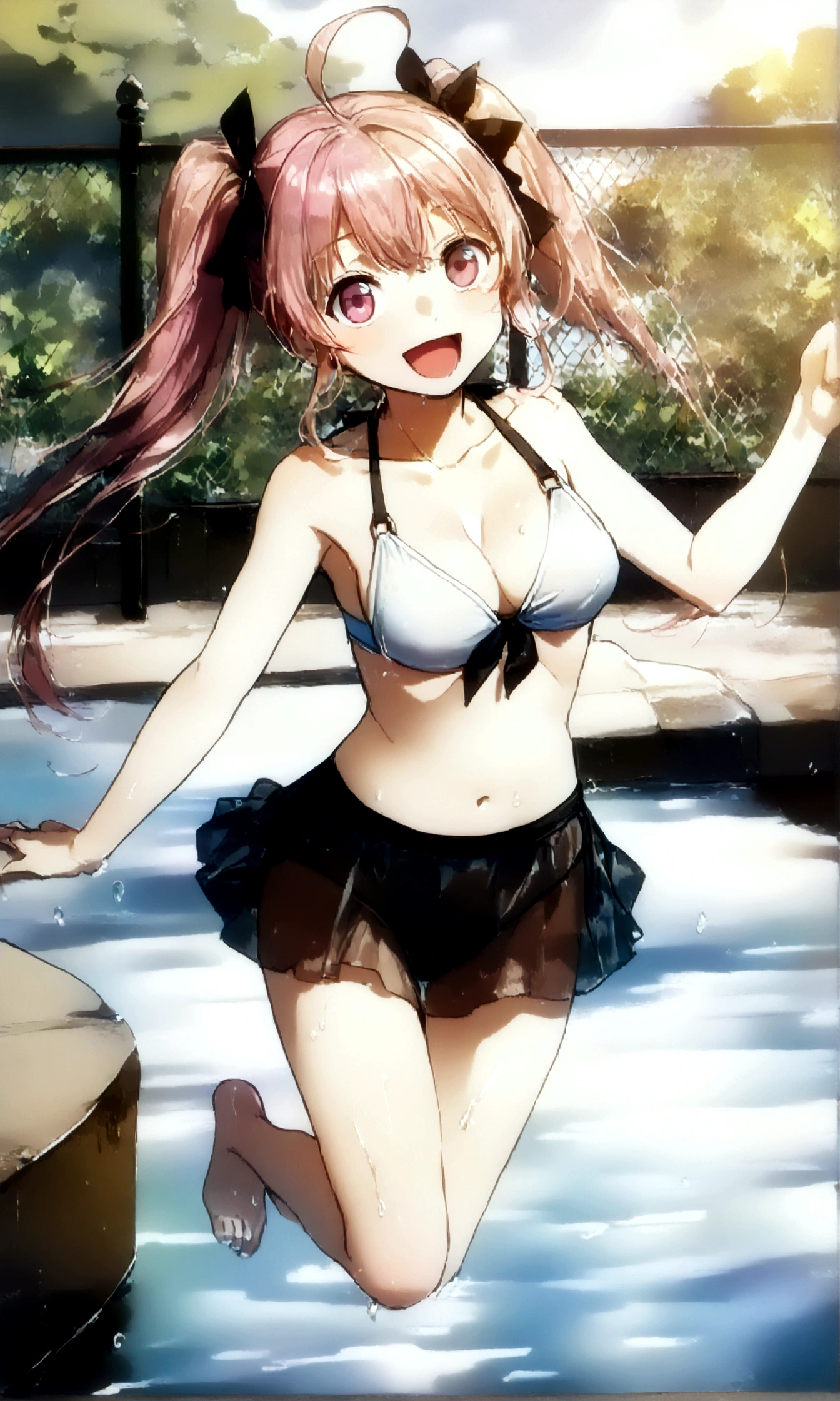 (((pixel-perfect, detail-perfect))), solo, 1girl, riko sakurauchi, smile, sauna, bikini, medium filesize, ultra High Qality