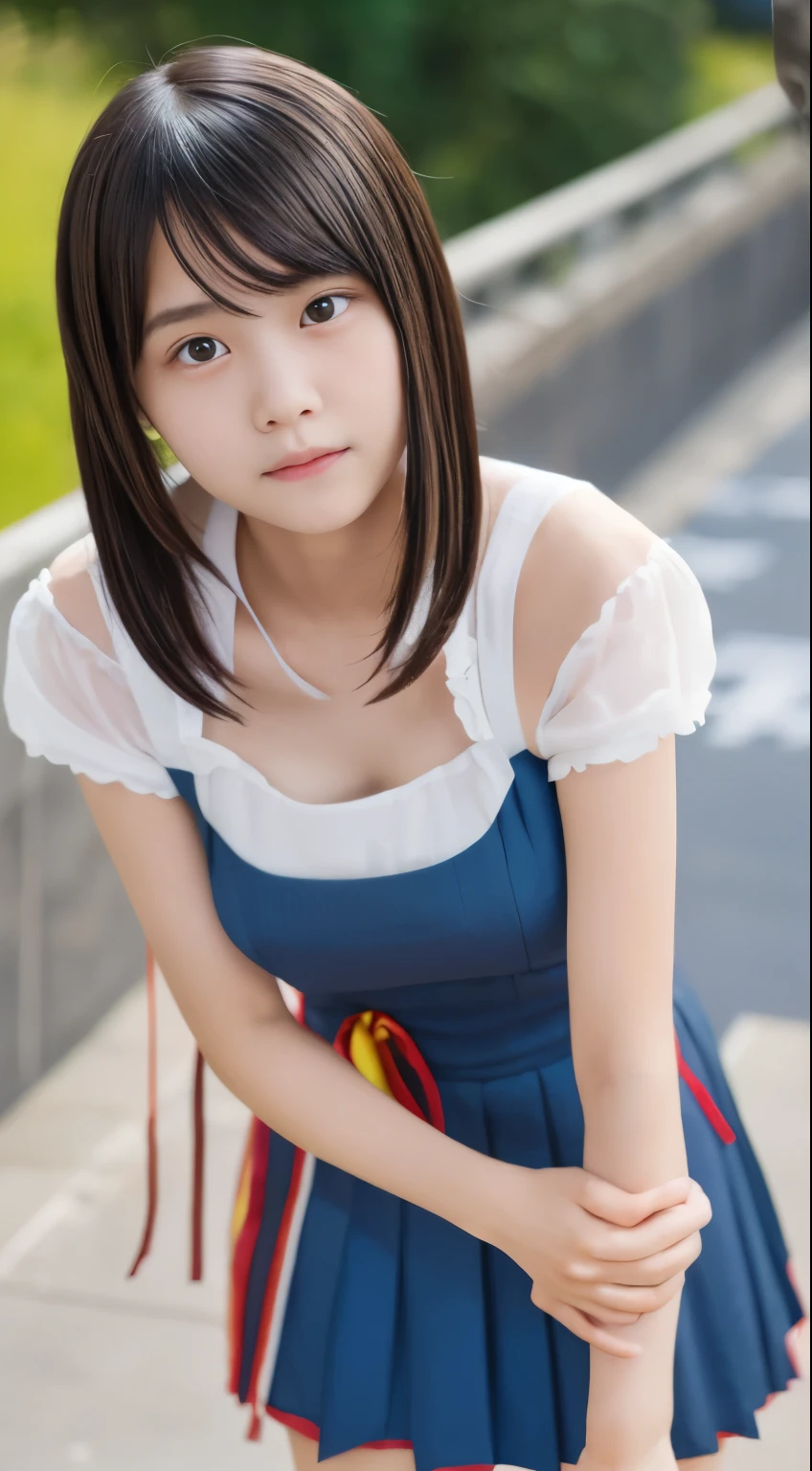 Photo quality,Masterpiece,Realistic,(16 year old cute kung fu girl:1.9),(Detailed young face:1.9),(Very embarrassed look:1.9),(Thin legs:1.9),(Cosplay as a game character:1.9),(Chinese Girl:1.9),((Droopy eyes:1.9)),((Body type of a 16 year old girl,Small Tits:1.9)),(Cute school girl hairstyle:1.9),((Skinny Legs)),Very pale skin,Show your forehead,Detailed body,Detailed hands,No makeup