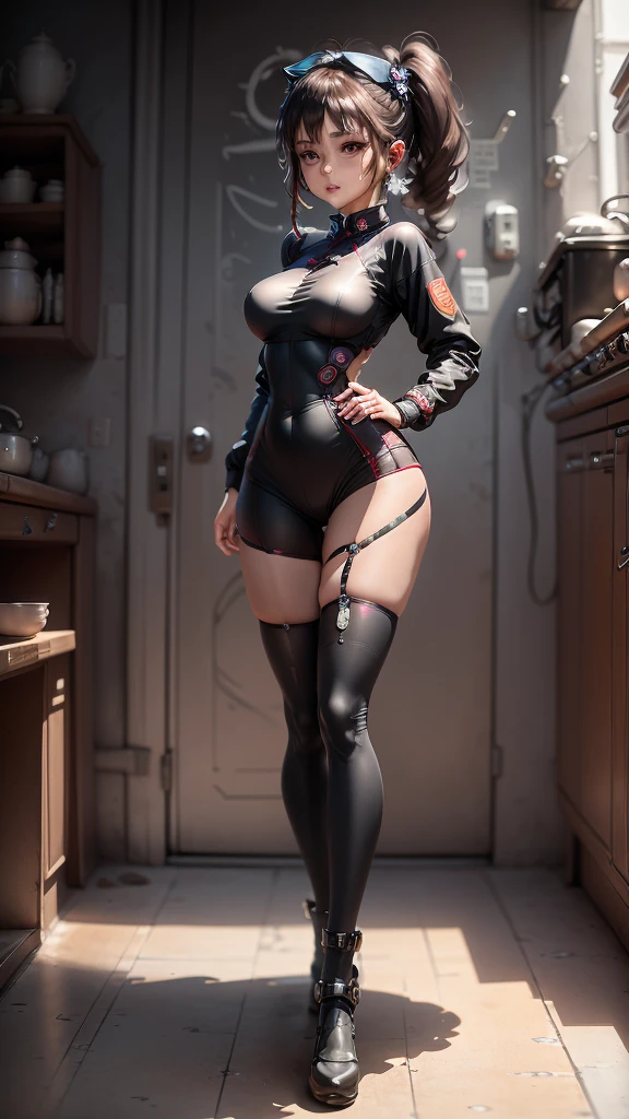 solo, full body, mech, qipao, fisfishnet legwear, Cyber Fishnet, cyberhanfu, cheongsam