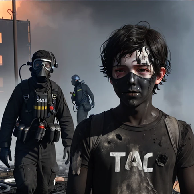 Boy covered in soot after explosion with friend during filming