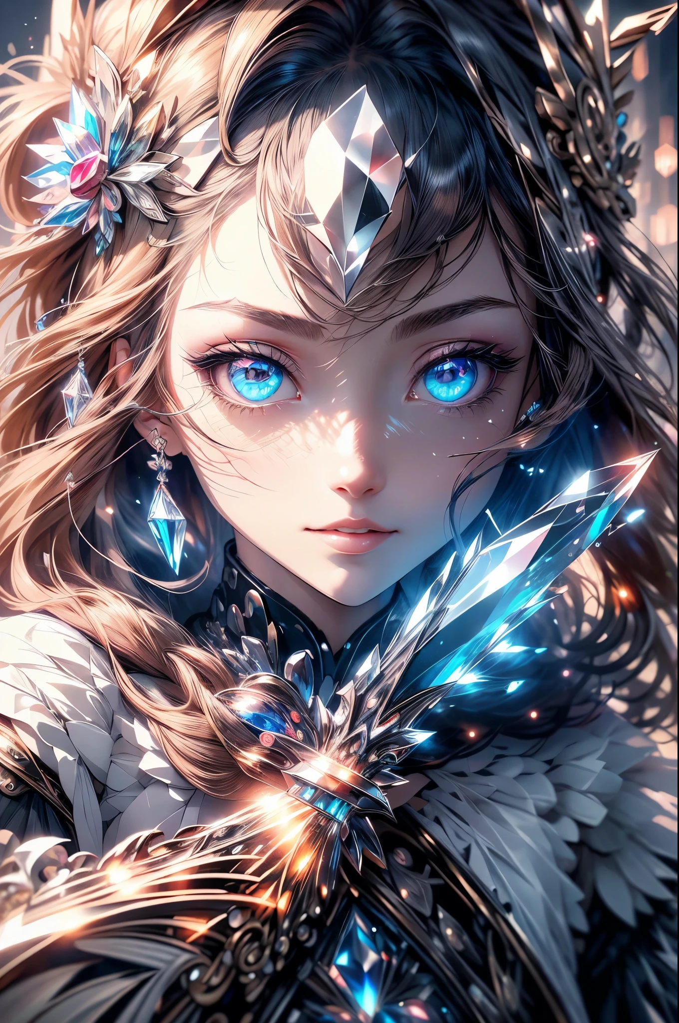 Crystal Shining Eyes、Beautiful eyes、Glowing Eyes、Focus on the eyes、Masterpiece, Committed to ultra-high definition and vivid colors, Super detailed, Attention to detail, highest quality, 8K, 16K, Exquisite detail, A style that combines romanticism and realism, High resolution, Perfect Anatomy,
