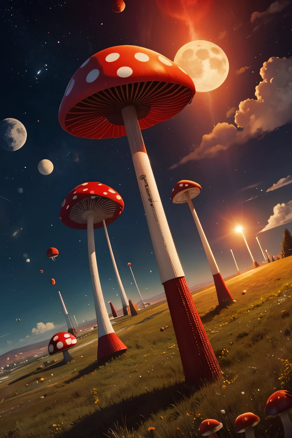 red mushroom rocket,to the moon